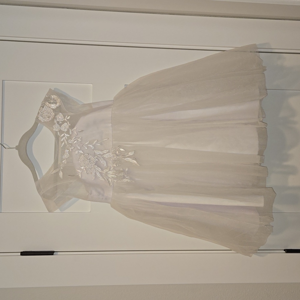White tulle and lace applique dress